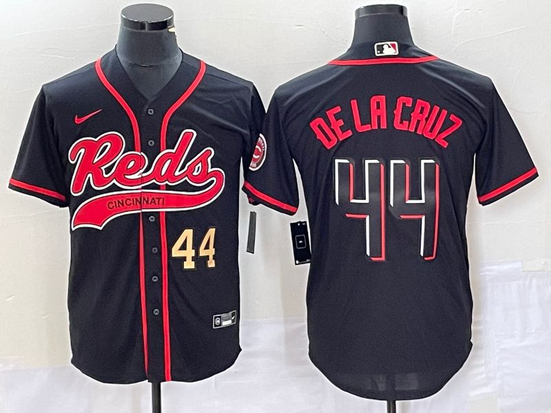 Men Cincinnati Reds 44 De La Cruz Black Nike 2023 Game MLB Jerseys